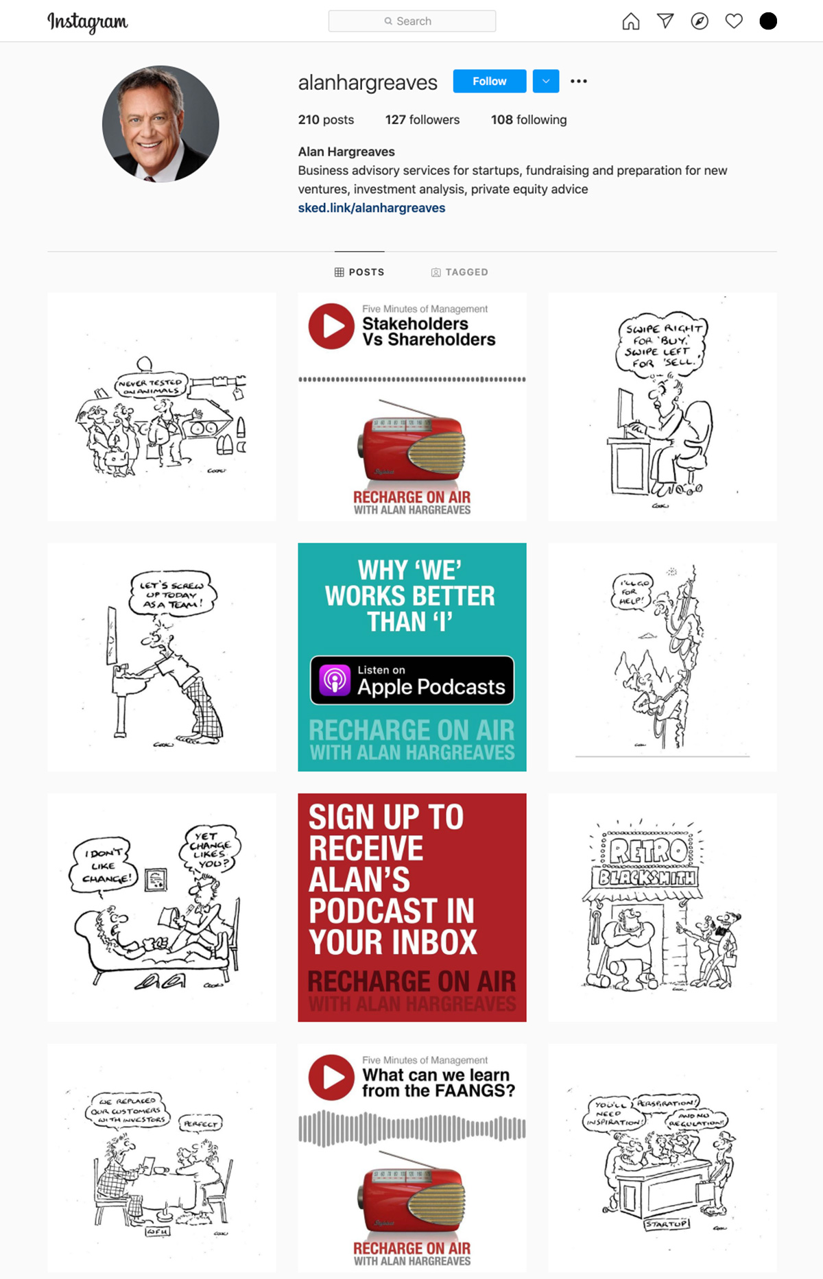 Alan Hargreaves | Instagram designed by accurate expressions