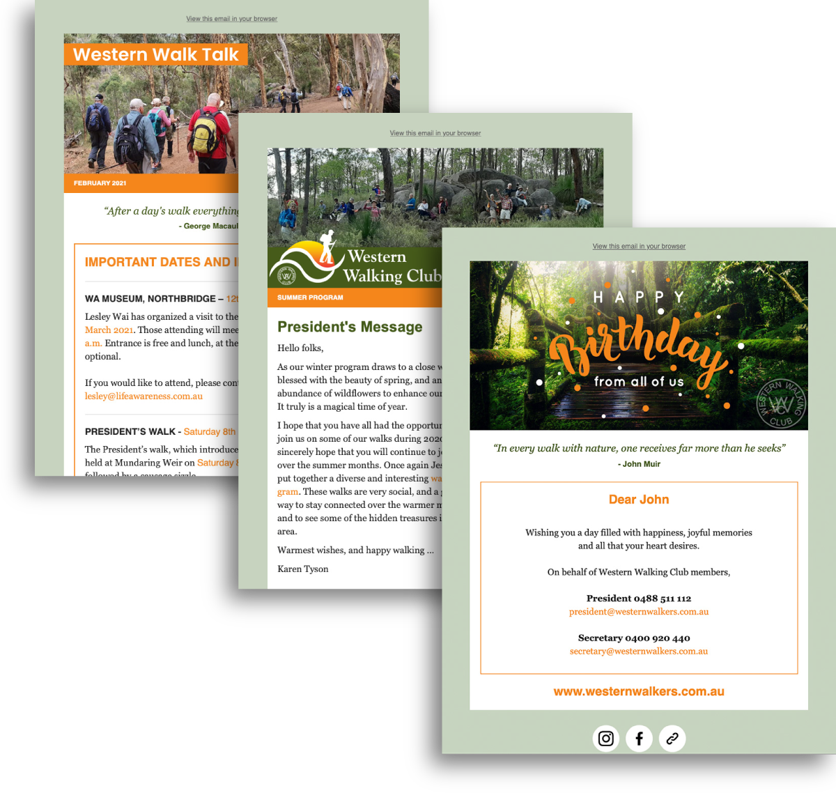 Western Walking Club Email Campaign Templates designed by accurate expressions