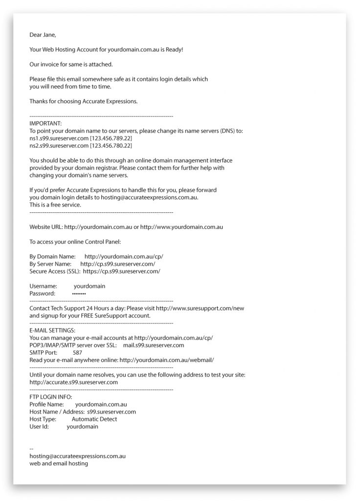 Welcome Email - accurate expressions