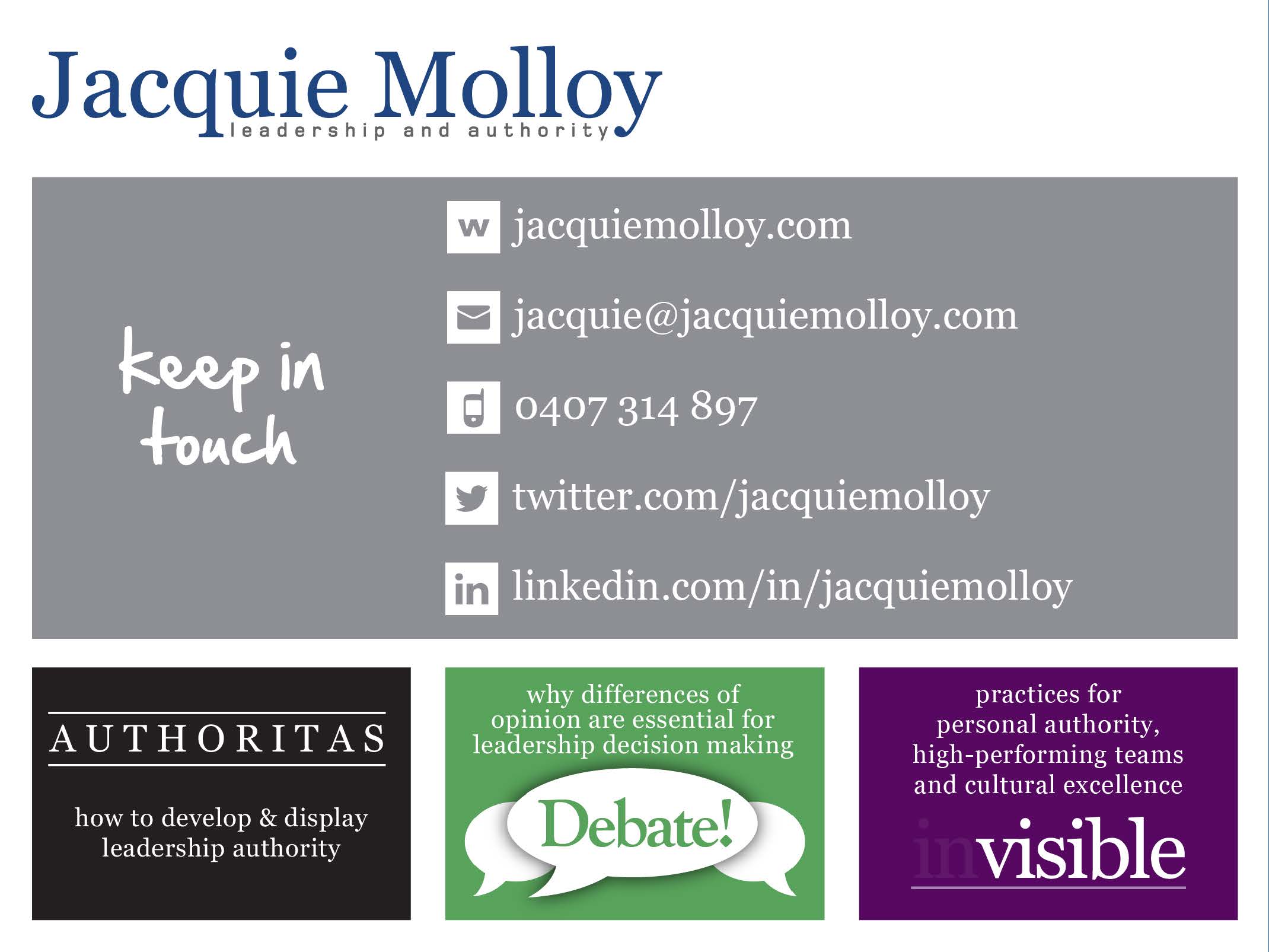 Jacquie Molloy Presentation Slides - designed by accurate expressions