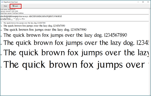 Windows Font Previewer