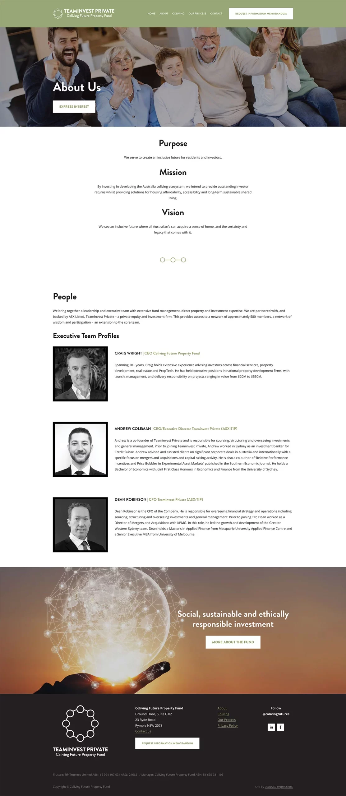 Coliving Futures website mockup | web design by accurateexpressions