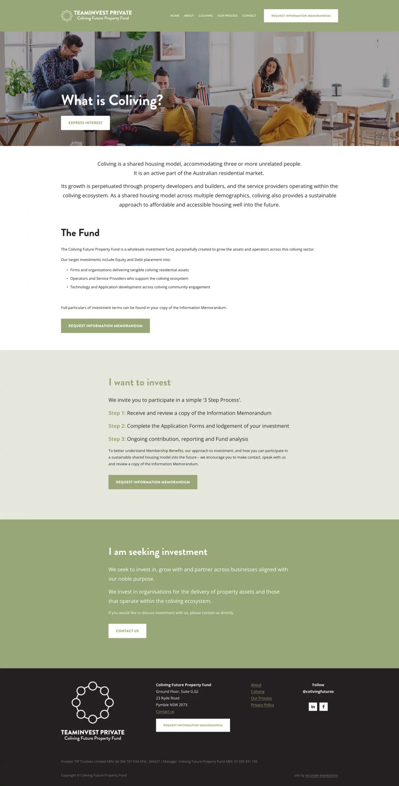Coliving Futures website mockup | web design by accurateexpressions