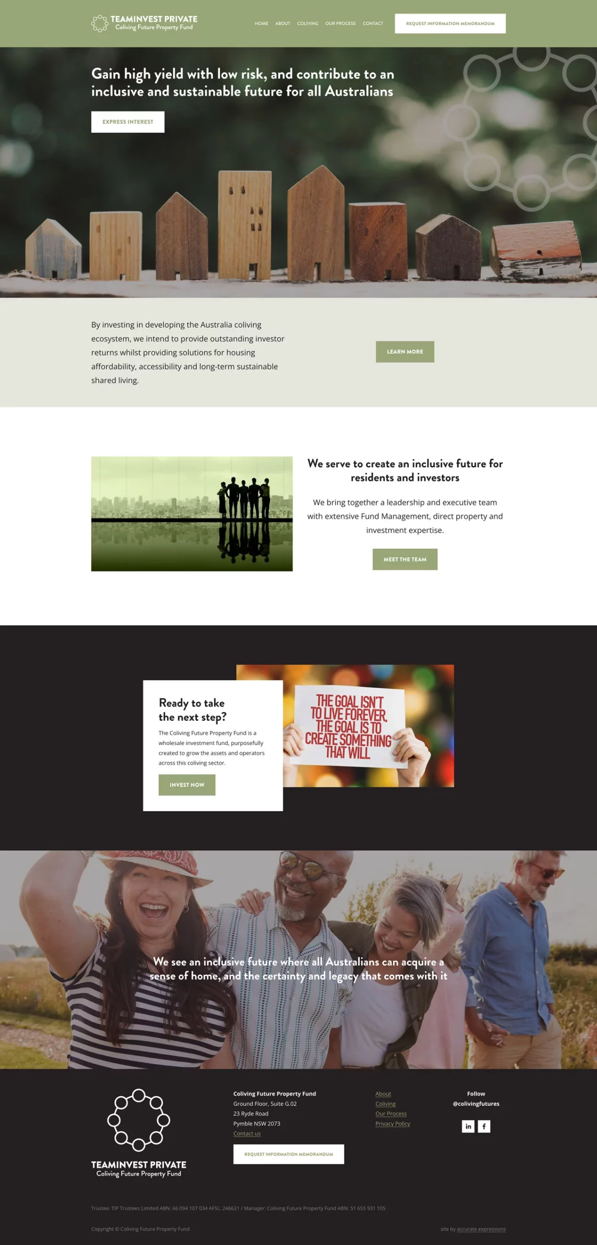 Coliving Futures homepage mockup | web design by accurateexpressions
