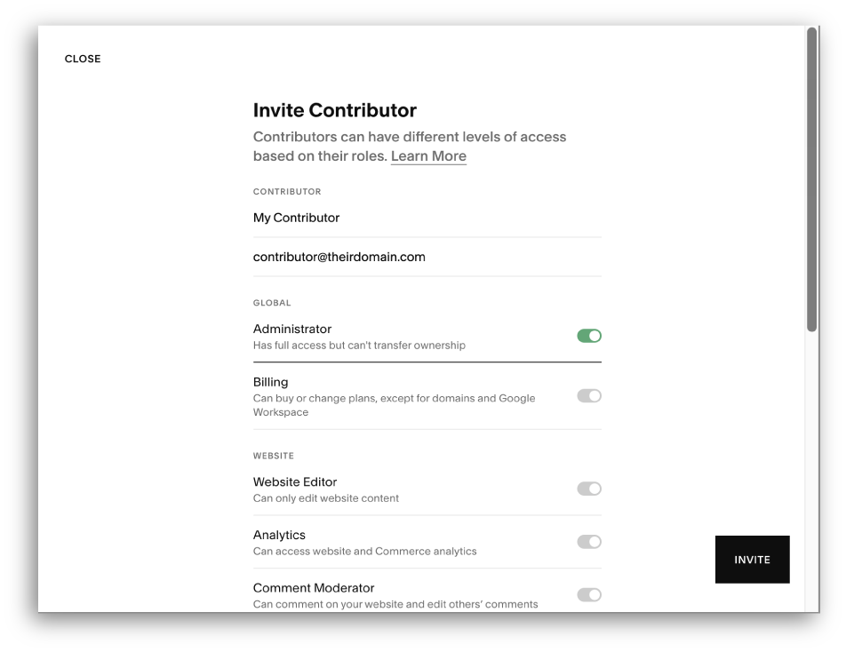 Invite Contributor | Squarespace | accurate expressions