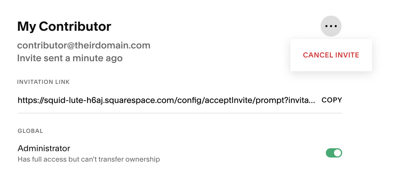 Cancel Contributor Invitation | Squarespace | accurate expressions