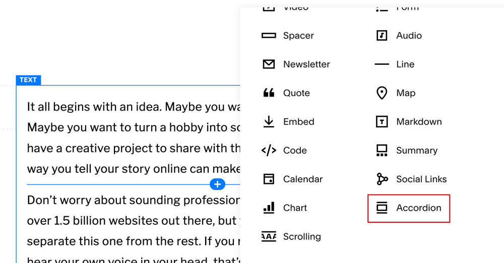 Add an Accordion Block | Squarespace | accurate expressions