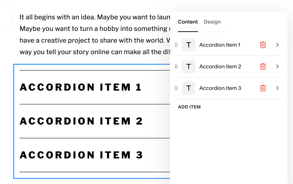 Default Accordion Block | Squarespace | accurate expressions