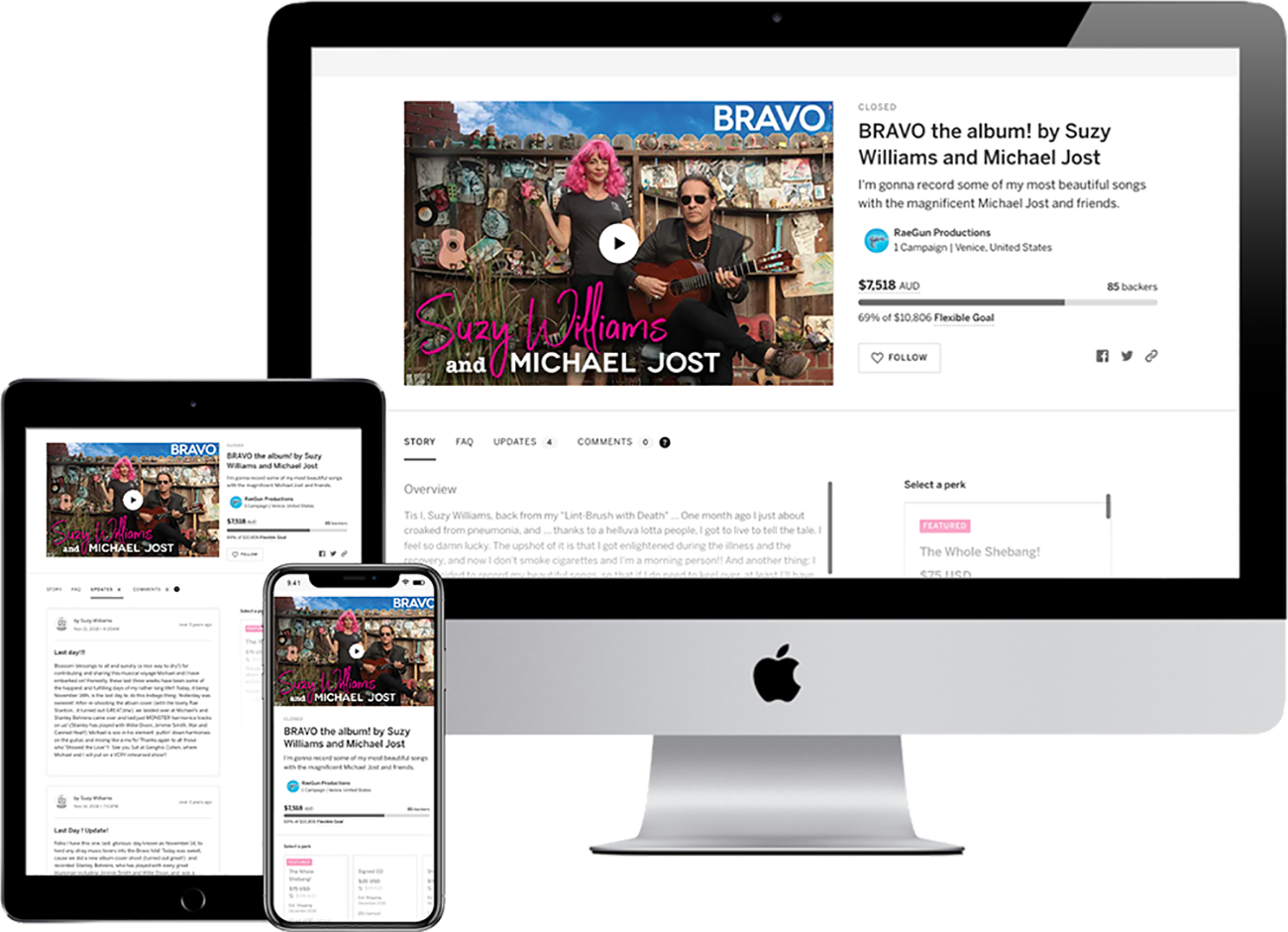Suzy Williams + Michael Jost: Bravo Indiegogo web design by accurate expressions