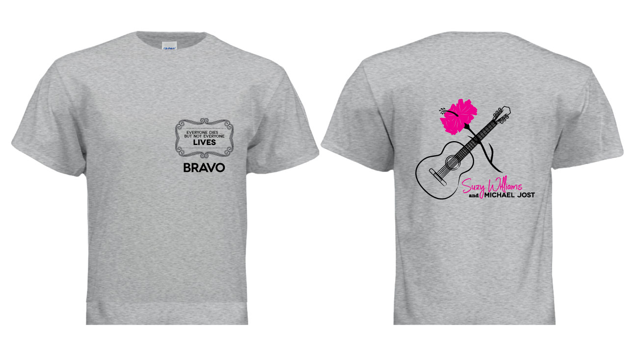 Suzy Williams + Michael Jost "Bravo" | t-shirt design by accurate expressions