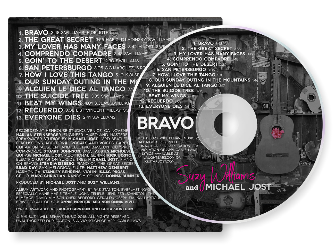 Suzy Williams + Michael Jost "Bravo" | cd artwork design by accurate expressions