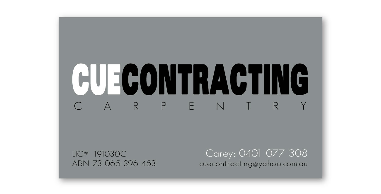 Cue Contracting | business card design by accurate expressions