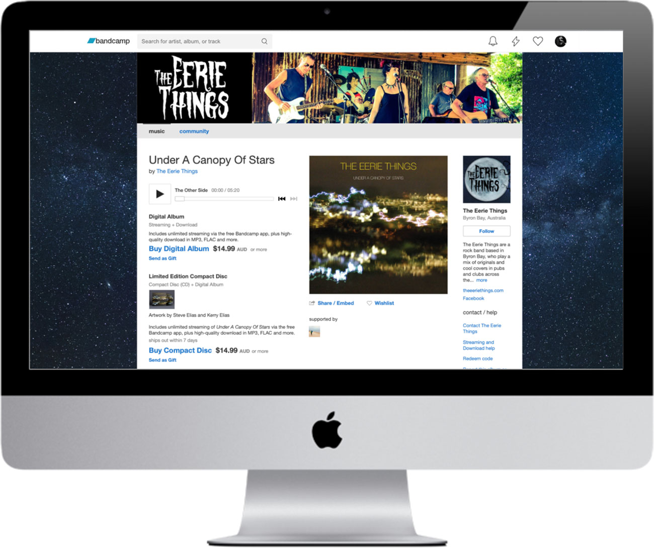 The Eerie Things | bandcamp web design by accurate expressions