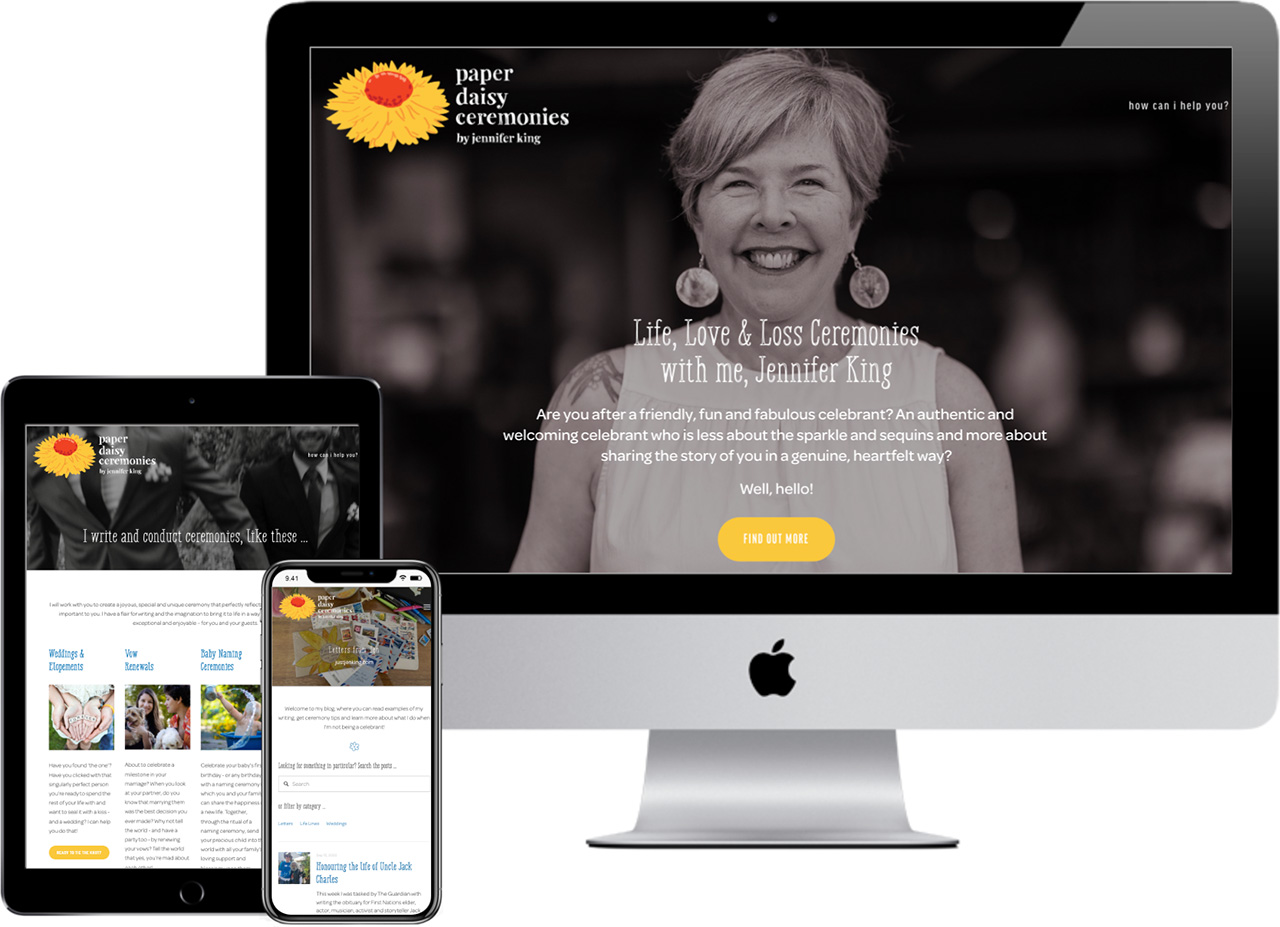 Paper Daisy Ceremonies | website design by accurate expressions