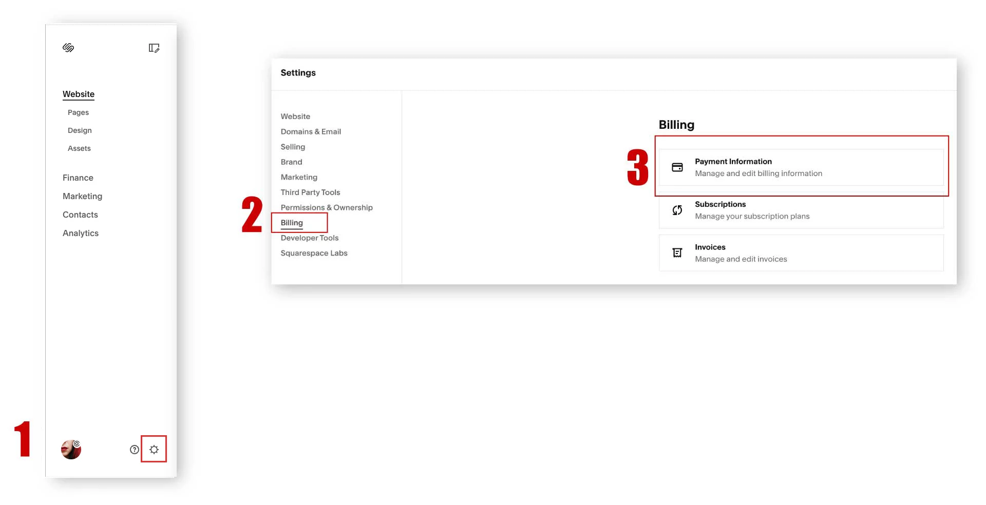 Update Billing Details in Squarespace | web design by accurate expressions