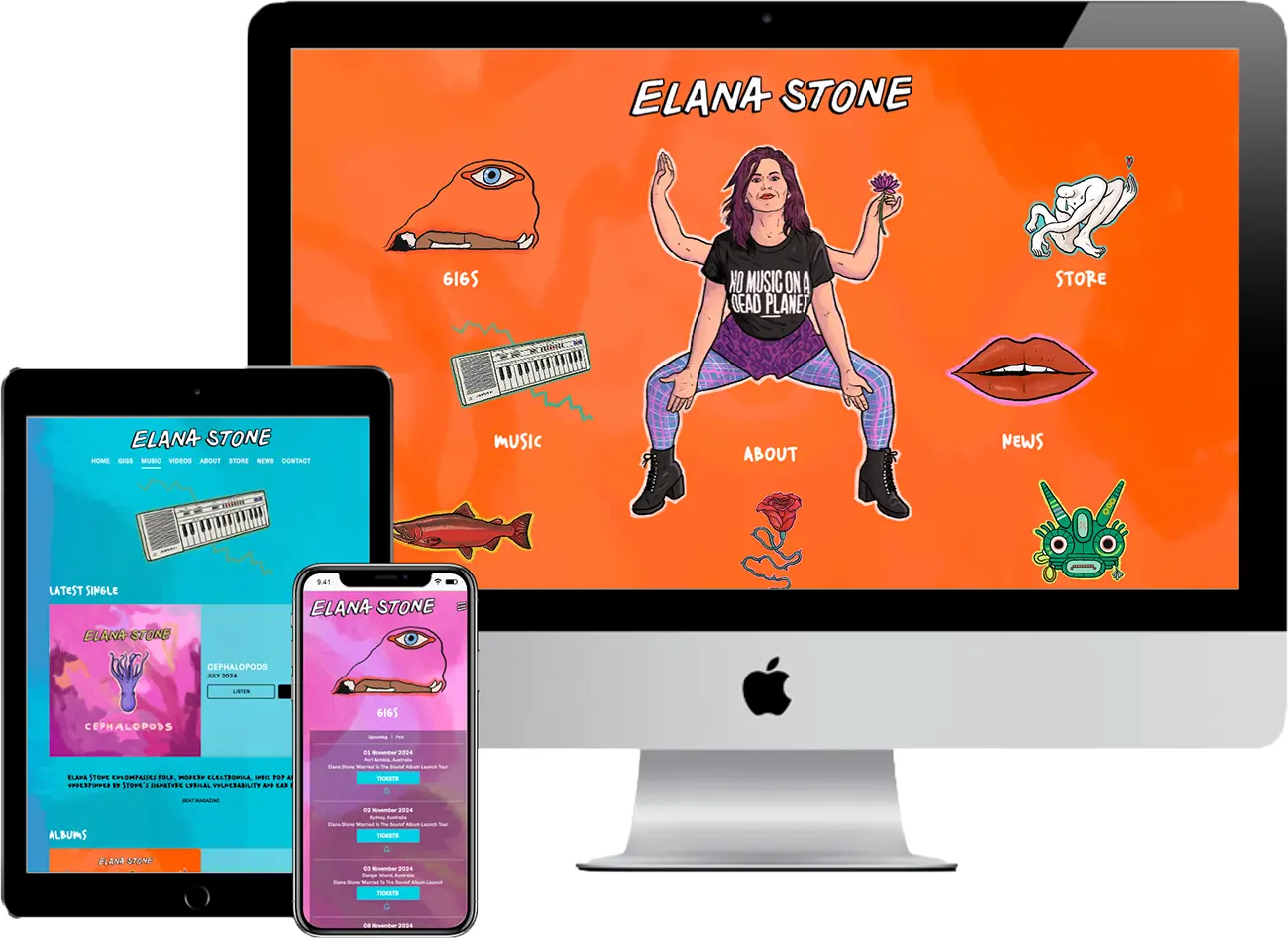 mockup of elanastone.com.au on desktop, tablet, and mobile | web design by accurate expressions